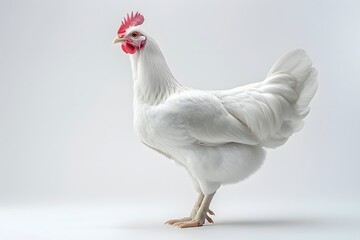 White Leghorn Chicken in Studio Light for Farm, Agriculture, and Poultry Industry Design