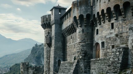 Stone Fortress with Mountain View
