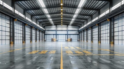 Empty Industrial Warehouse with Large Doors