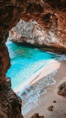 Secluded Paradise Beach View through a Coastal Cave
