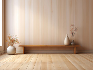 Eyecatching Empty minimal room interior design with fishbone flooring