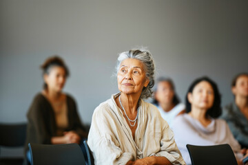 Immigration learning new skills program. Women learning in a language class setting, embodying the spirit of lifelong learning and educational curiosity. Socialization in new community