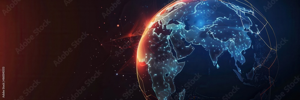 Poster a clean and modern image of a globe with continents, perfect for travel agencies and global travel c