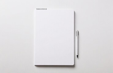 White background with space for text around notebook, coffee cup on the side