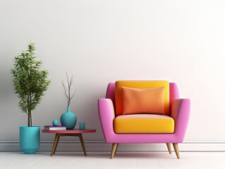 Attractive Gray sofa and table in white room