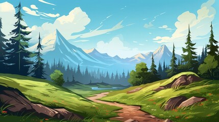 Exciting adventure flat design front view summer journey theme animation Analogous Color Scheme