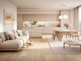 Excellent scandinavian vintage modern kitchen with dining area