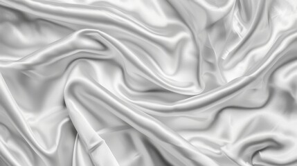 Obraz premium White and gray satin panoramic background with soft focus and natural blur, featuring silver silk fabric texture.