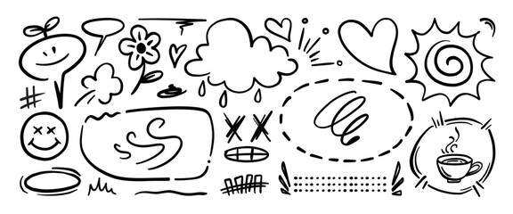 Hand drawn doodle vector set. Collection of cute hand drawn doodle.