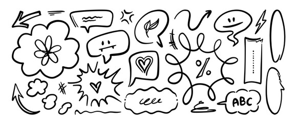 Hand drawn doodle vector set. Collection of cute hand drawn doodle.