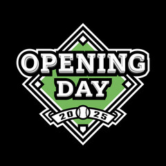 Opening day, baseball logo, emblem on a dark background.