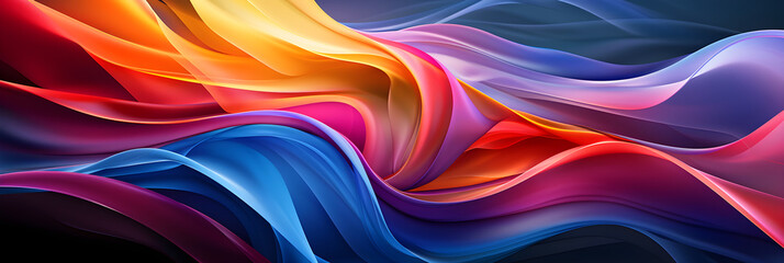 Obraz premium Elegant Symphony of Vibrant Vector Ribbons in a Dynamic Abstract Arrangement