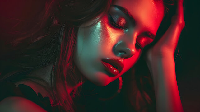 Fototapeta A photo of beautiful girl is in fashion style glamur : Generative AI
