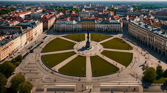 Plac Wolności i Ł&oacute;dź widziana z drona