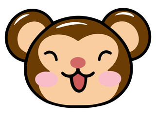 Monkey Animal Head Cartoon Illustration
