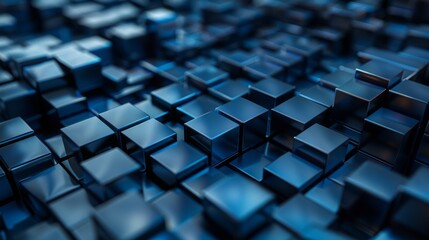 database migration, 3d blocks, abstract render, dark navy, dark blue