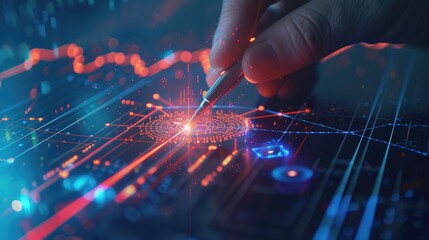 close-up of a graph with data points being highlighted with a laser pointer, symbolizing precise analysis