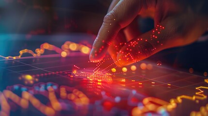 close-up of a graph with data points being highlighted with a laser pointer, symbolizing precise analysis