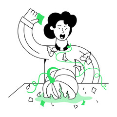 Easy to edit linear mini illustration of smashed pumpkin 

