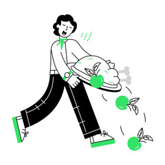 Download this linear mini illustration of dropping food 

