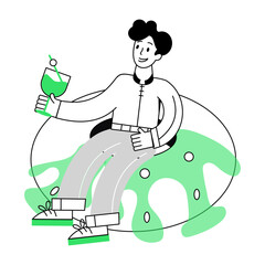 Latest linear mini illustration of enjoying meal 

