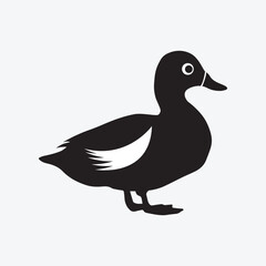 Duck Silhouette Vector Illustration on White Background.