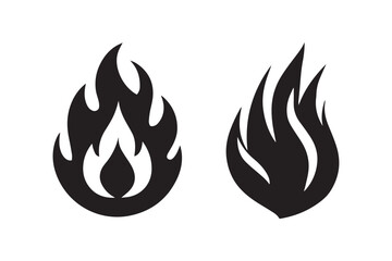 Fire Silhouette Isolated on White Background.