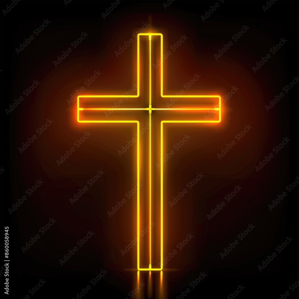Poster a simple and elegant design featuring a glowing cross against a dark, matte black backdrop