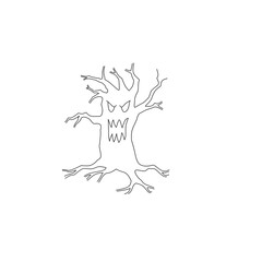 Hallowen dry tree line art