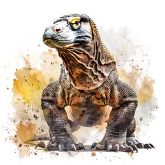 Obraz premium A colorful watercolor painting of a large lizard, perfect for illustrations or decorative purposes