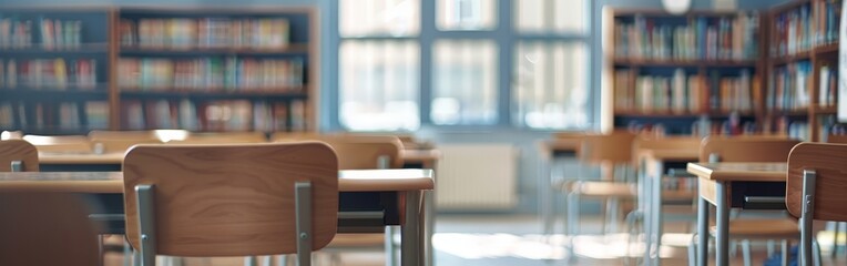 Empty Classroom with Blurred Foreground