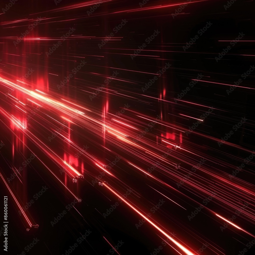 Poster Photography of red lights with long exposure in a dark environment, suitable for use as background or atmosphere image