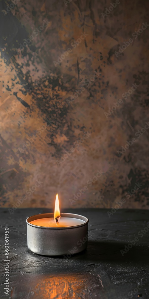 Wall mural clean and elegant concept of memorial day with a candle burning brightly in remembrance against a ne - Wall murals