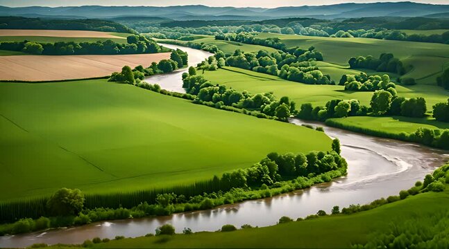 Rzeka płynąca przez pola