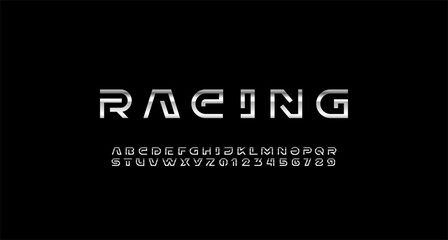 Modern font alphabet from segment line