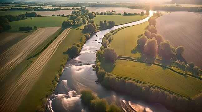 Rzeka płynąca przez pola
