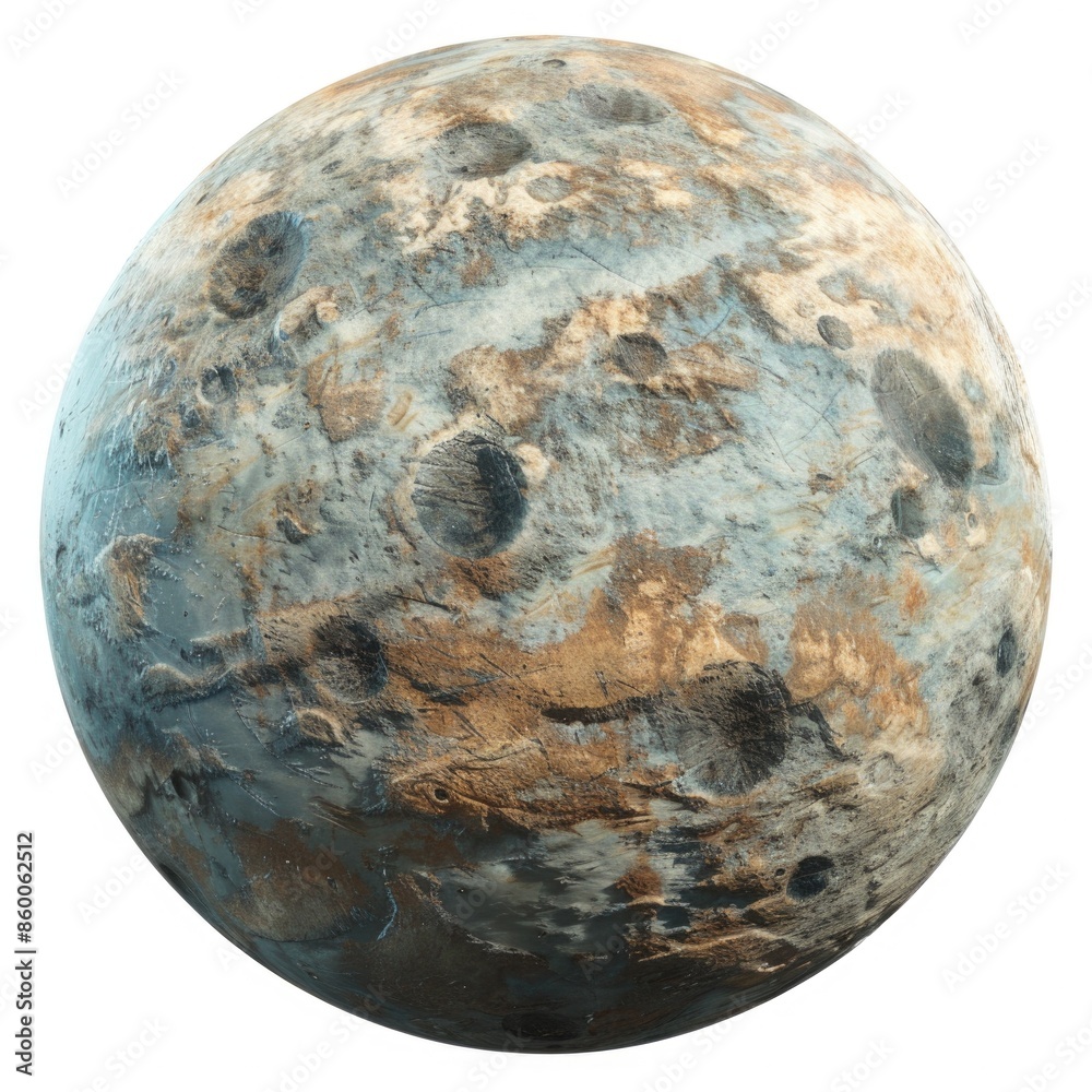 Poster a close-up shot of a planet on a white background, perfect for use in space-themed designs and illus