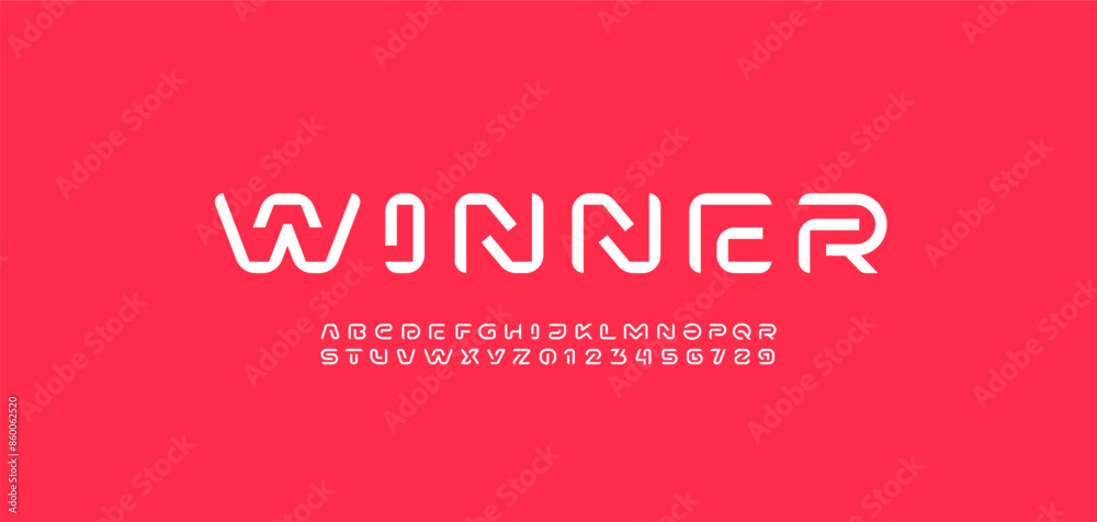 Wall mural modern font alphabet from segment line