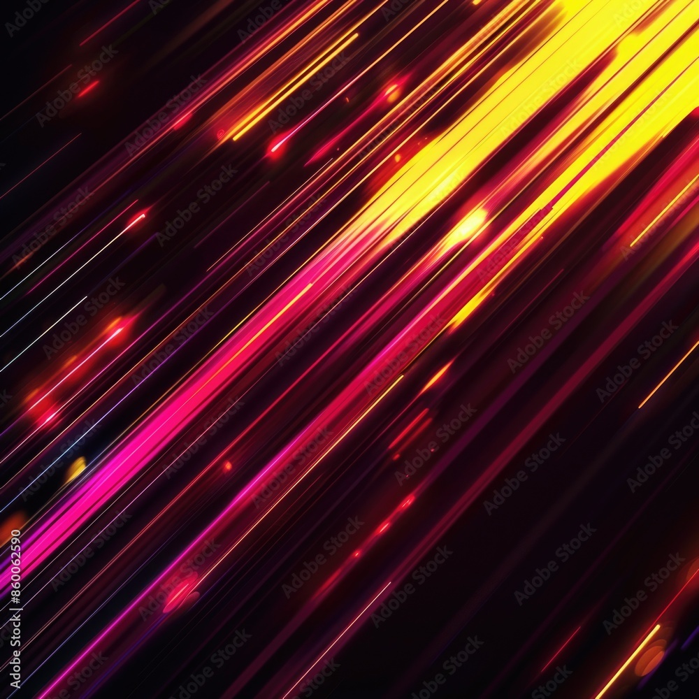 Poster A mysterious and intriguing image of bright lines and lights against a dark background