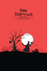 Halloween Night with Jack-o'-Lantern Man. vector design