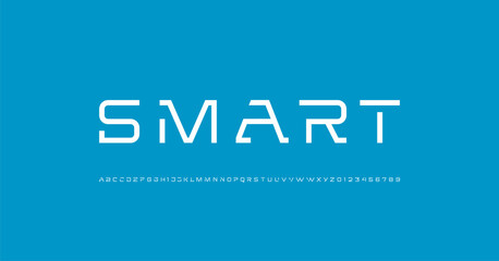 Fototapeta premium Technology alphabet font