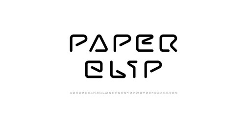 Fototapeta premium Digital alphabet font made techno cyber style