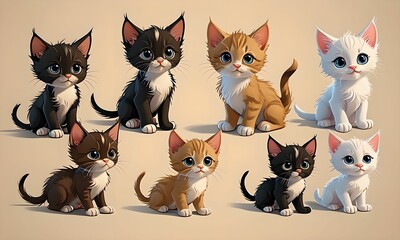 Fototapeta premium Wallpaper representing a pattern with cute kittens.
