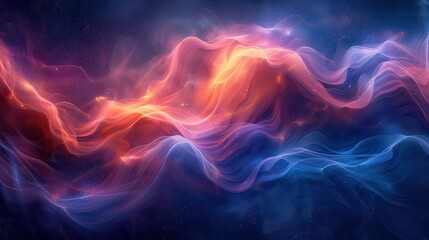 Fototapeta premium An abstract composition featuring swirling clouds of vibrant colors and light trails, forming mesmerizing patterns in a digital, ethereal landscape.