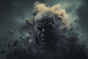 Technology disruption and job replacement concept caused by harmful technological transformation affecting the economic and workforce demands. A man profession is obsolete. AIG41