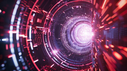 Obraz premium Futuristic giant cosmic tunnel, science fiction time or inter-dimension travel concept
