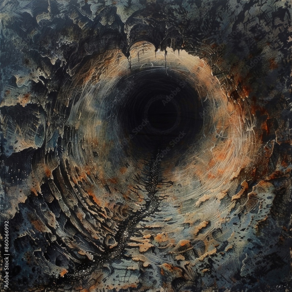 Aufkleber a dimly lit tunnel with a warm glow emanating from the end, perfect for use in scenes about hope, pe