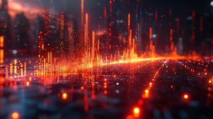 Obraz premium Realistic digital graph displaying market trends with rising and falling lines, vibrant and detailed financial data, modern interface, high-resolution imagery, dynamic and engaging design, professiona