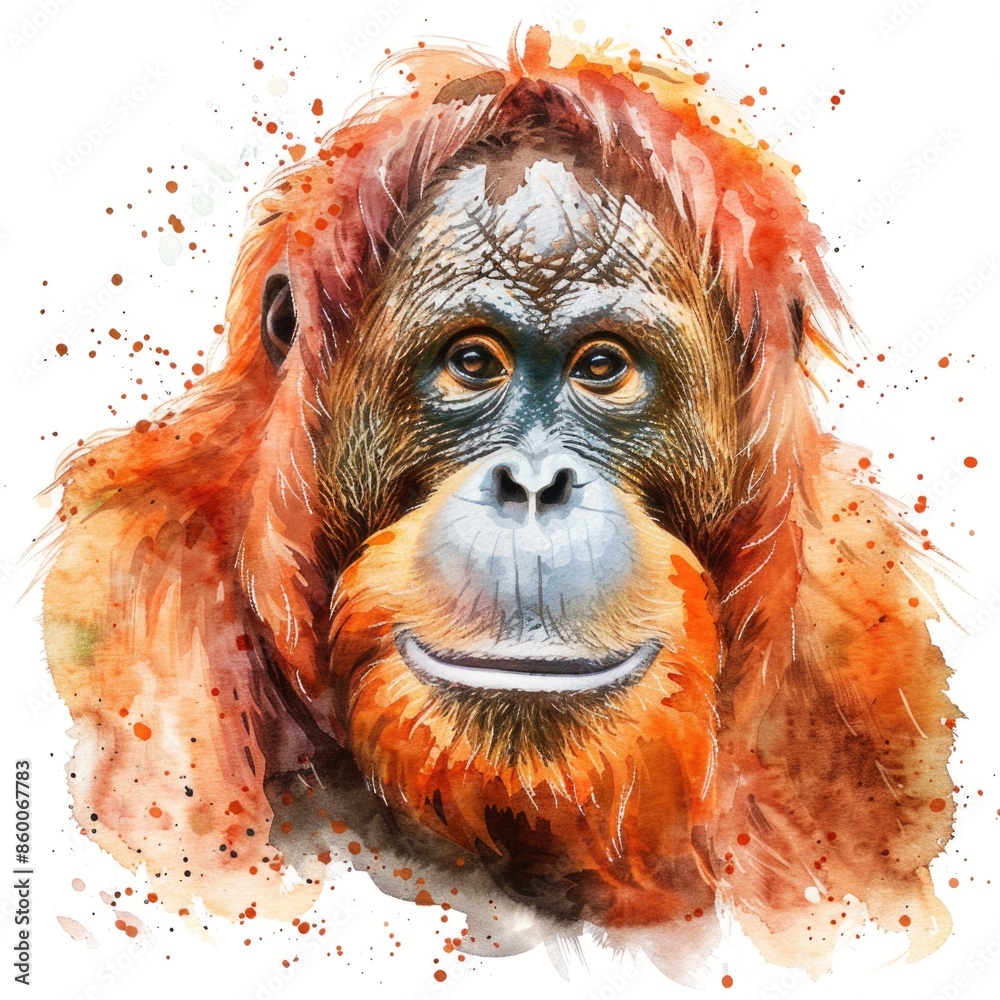 Poster a happy monkey with a wide grin, perfect for use in children's educational materials or as a symbol 