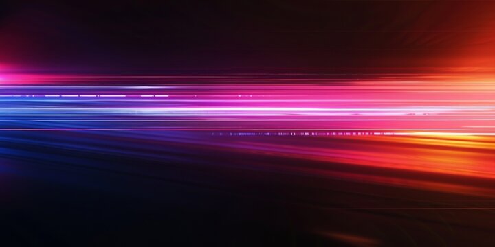 horizontal light reflection, neon collors, black background
